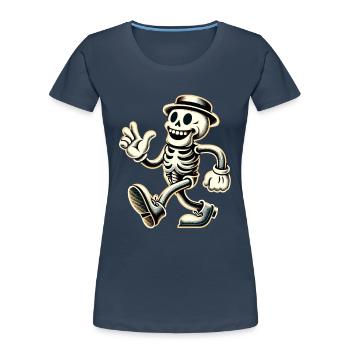 Squelette d’os d’Halloween de dessin animé vintage rétro - T-shirt bio Premium Femme - bleu marine - Devant - Mia (176cm)