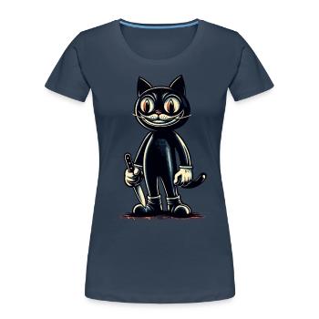 Chat effrayant Psycho Pet Décoration d’Halloween - T-shirt bio Premium Femme - bleu marine - Devant - Mia (176cm)