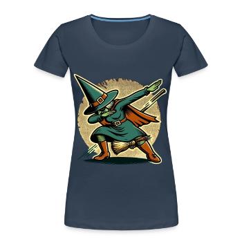 Dabbing Witch Halloween Costume Decoration - Women's Premium Organic T-Shirt - navy - Front - Mia (176cm)