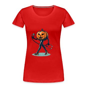 Lustige Kürbis Krankenschwester Altenpfleger - Frauen Premium Bio T-Shirt - Navy - Vorne - Mia (176cm)