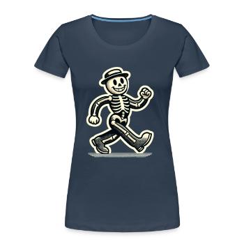 Squelette d’os d’Halloween de dessin animé vintage rétro - T-shirt bio Premium Femme - bleu marine - Devant - Mia (176cm)