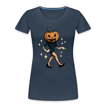 Drôle citrouille infirmière Halloween costume - T-shirt bio Premium Femme - bleu marine - Devant - Mia (176cm)