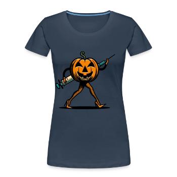 Funny pumpkin nurse geriatric nurse - Women's Premium Organic T-Shirt - navy - Front - Mia (176cm)