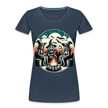 Camping Campfire Vintage Witches Design - Women's Premium Organic T-Shirt - navy - Front - Mia (176cm)