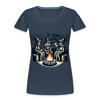 Camping Campfire Vintage Witches Design Retro - Women's Premium Organic T-Shirt - navy - Front - Mia (176cm)