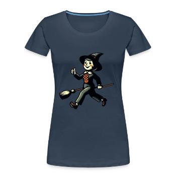 Retro Cartoon Witches Creepy Party Design - Women's Premium Organic T-Shirt - navy - Front - Mia (176cm)