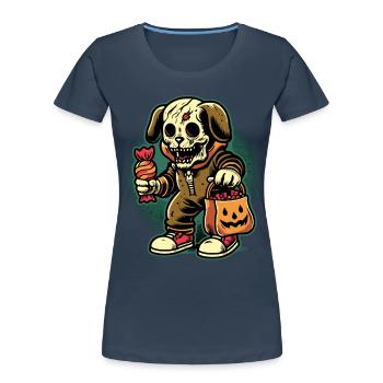Undead Zombie Dog Trick Or Treat - Women's Premium Organic T-Shirt - navy - Front - Mia (176cm)