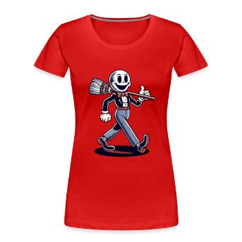 Retro Cartoon Hexenbesen Magisches Vintage Design - Frauen Premium Bio T-Shirt - Navy - Vorne - Mia (176cm)