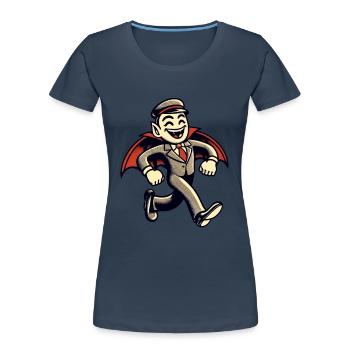 Rétro Vintage Style Halloween Vampire Costume Décoration - T-shirt bio Premium Femme - bleu marine - Devant - Mia (176cm)