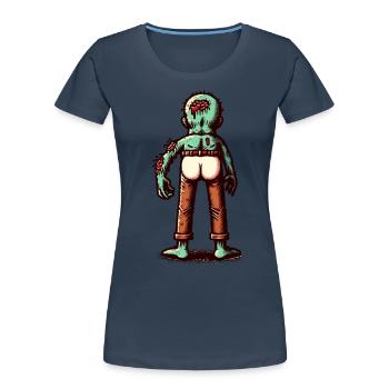 Drôle de mort-vivant cul Halloween Costume Décoration - T-shirt bio Premium Femme - bleu marine - Devant - Mia (176cm)