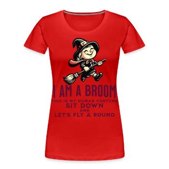 Lustiger Halloween Spruch Bin Ein Besen Hexe - Frauen Premium Bio T-Shirt - Navy - Vorne - Mia (176cm)