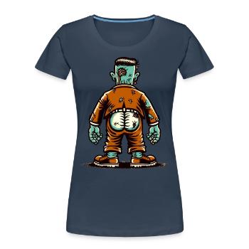 Funny Undead Butt Halloween Decoration - Women's Premium Organic T-Shirt - navy - Front - Mia (176cm)