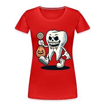 Halloween Hygiène Dentaire Drôle Dent Zombie - T-shirt bio Premium Femme - bleu marine - Devant - Mia (176cm)
