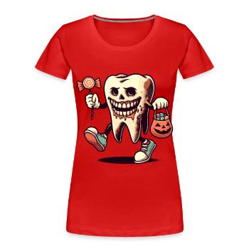 Halloween Hygiène Dentaire Drôle Dent Zombie - T-shirt bio Premium Femme - bleu marine - Devant - Mia (176cm)