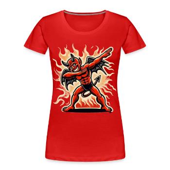 Dabbender Teufel Lustiges Dabbing Design Kostüm - Frauen Premium Bio T-Shirt - Navy - Vorne - Mia (176cm)