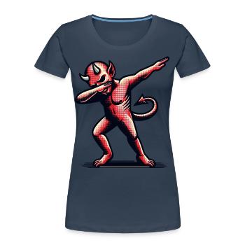 Dabbender Teufel Lustiges Dabbing Design Halloween - Frauen Premium Bio T-Shirt - Navy - Vorne - Mia (176cm)
