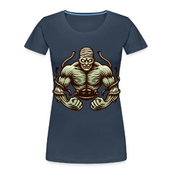 Muscular Bodybuilder Zombie Halloween Costume - Women's Premium Organic T-Shirt - navy - Front - Mia (176cm)