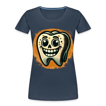Halloween Hygiène Dentaire Drôle Dent Zombie - T-shirt bio Premium Femme - bleu marine - Devant - Mia (176cm)