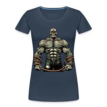Muscular Bodybuilder Halloween Costume Decoration - Women's Premium Organic T-Shirt - navy - Front - Mia (176cm)