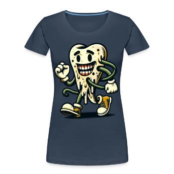 Halloween Hygiène Dentaire Drôle Dent Zombie - T-shirt bio Premium Femme - bleu marine - Devant - Mia (176cm)