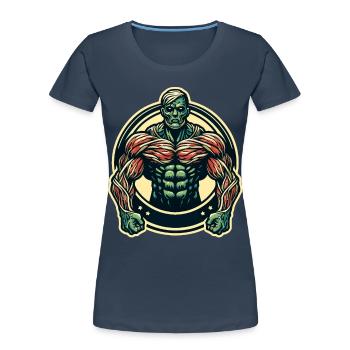 Musclé bodybuilder Halloween Costume Décoration - T-shirt bio Premium Femme - bleu marine - Devant - Mia (176cm)