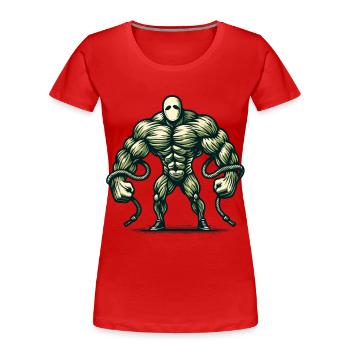 Muscular bodybuilder Halloween costume creepy - Women's Premium Organic T-Shirt - navy - Front - Mia (176cm)