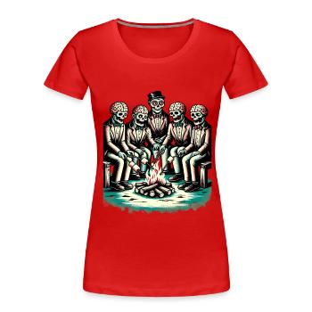 Camping At Campfire Halloween Zombie Lover - Women's Premium Organic T-Shirt - navy - Front - Mia (176cm)