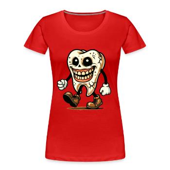 Halloween Hygiène Dentaire Drôle Dent Zombie - T-shirt bio Premium Femme - bleu marine - Devant - Mia (176cm)