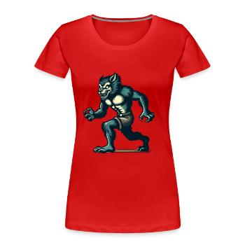 Rétro Vintage Style Halloween Loups-garous Pleine Lune - T-shirt bio Premium Femme - bleu marine - Devant - Mia (176cm)