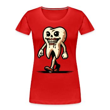 Halloween Hygiène Dentaire Drôle Dent Zombie - T-shirt bio Premium Femme - bleu marine - Devant - Mia (176cm)