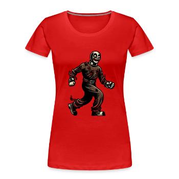 Gruseliges Halloween Streetwear Retro Vintage Stil - Frauen Premium Bio T-Shirt - Navy - Vorne - Mia (176cm)