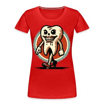 Halloween Hygiène Dentaire Drôle Dent Zombie - T-shirt bio Premium Femme - bleu marine - Devant - Mia (176cm)