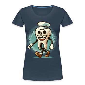 Halloween Hygiène Dentaire Drôle Dent Zombie - T-shirt bio Premium Femme - bleu marine - Devant - Mia (176cm)