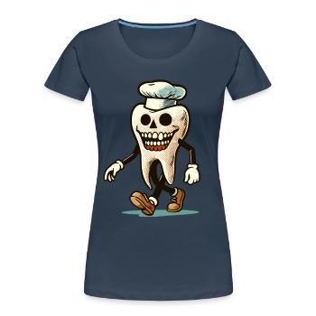 Halloween Dental Hygiene Funny Zombie Tooth - Women's Premium Organic T-Shirt - navy - Front - Mia (176cm)