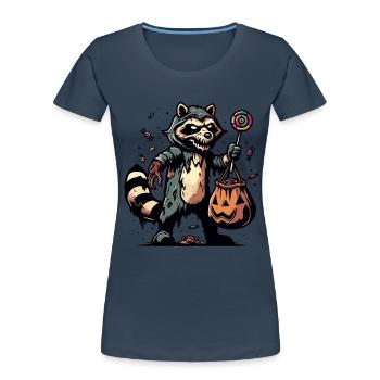 Raton laveur mort-vivant Drôle Amateur de raton laveur - T-shirt bio Premium Femme - bleu marine - Devant - Mia (176cm)