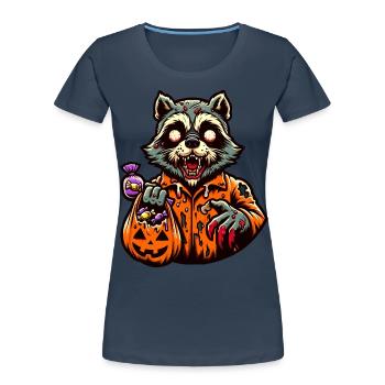 Raton laveur mort-vivant Drôle Amateur de raton laveur - T-shirt bio Premium Femme - bleu marine - Devant - Mia (176cm)