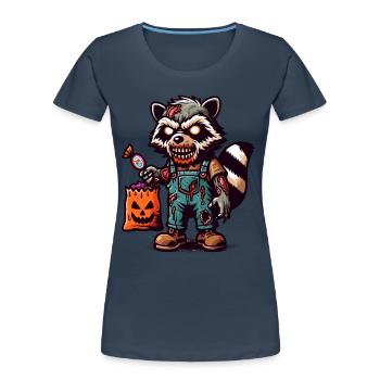 Mort-vivant raton laveur Zombie Amateur de raton laveur - T-shirt bio Premium Femme - bleu marine - Devant - Mia (176cm)