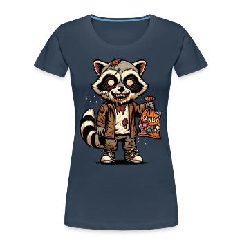 Mort-vivant raton laveur Drôle raton laveur Zombie - T-shirt bio Premium Femme - bleu marine - Devant - Mia (176cm)