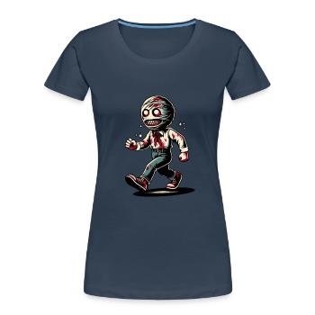 Retro Vintage Stil Halloween Zombie Liebhaber Deko - Frauen Premium Bio T-Shirt - Navy - Vorne - Mia (176cm)