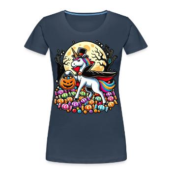 Funny Vampire Unicorn Loves Candy - Women's Premium Organic T-Shirt - navy - Front - Mia (176cm)