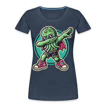 Lustiger Dabbender Cthulhu Dabbing Design - Frauen Premium Bio T-Shirt - Navy - Vorne - Mia (176cm)