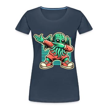 Lustiger Dabbender Cthulhu Kreatur Mit Tentakeln - Frauen Premium Bio T-Shirt - Navy - Vorne - Mia (176cm)