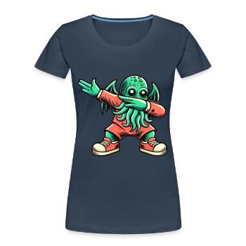 Lustiger Dabbender Cthulhu Dabbing Design - Frauen Premium Bio T-Shirt - Navy - Vorne - Mia (176cm)