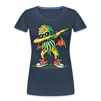 Funny Dabbing Cthulhu Dabbing Design - Women's Premium Organic T-Shirt - navy - Front - Mia (176cm)