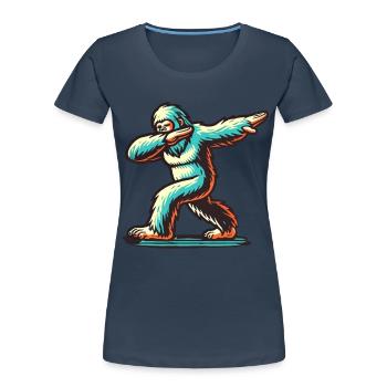 Dabbender Bigfoot Lustiges Dabbing Design - Frauen Premium Bio T-Shirt - Navy - Vorne - Mia (176cm)