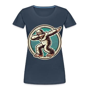 Dabbender Bigfoot Retro Vintage Style - Frauen Premium Bio T-Shirt - Navy - Vorne - Mia (176cm)