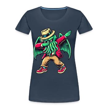 Lustiger Dabbender Cthulhu Dabbing Design - Frauen Premium Bio T-Shirt - Navy - Vorne - Mia (176cm)