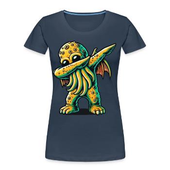 Dabbing drôle Cthulhu Dabbing Design - T-shirt bio Premium Femme - bleu marine - Devant - Mia (176cm)