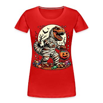 Funny T-Rex Mummy Loves Candy - Women's Premium Organic T-Shirt - navy - Front - Mia (176cm)