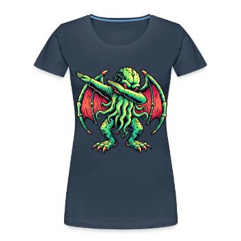 Lustiger Dabbender Cthulhu Dabbing Design - Frauen Premium Bio T-Shirt - Navy - Vorne - Mia (176cm)